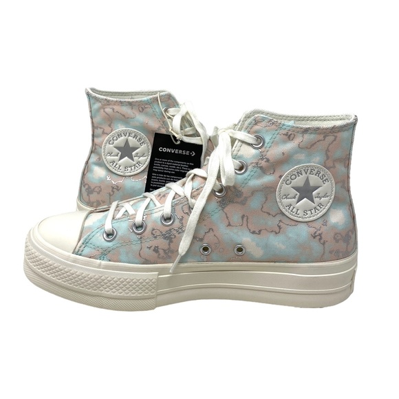 Converse CTAS Lift Shoes High Top Silver Blue Canvas Women Size Sneakers A02033C - Picture 6 of 9